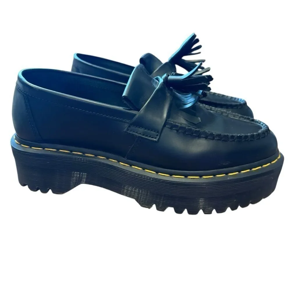 Dr. Martens Adrian Quad Black Smooth Tassel Slip-On Loafers
